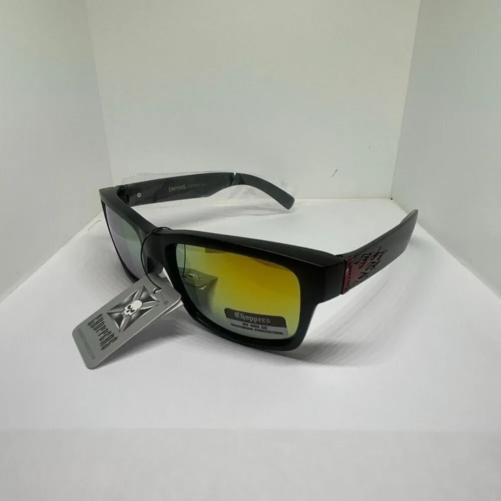 Choppers Mirrored Sunglasses UV400 Wrap Around Biker Style